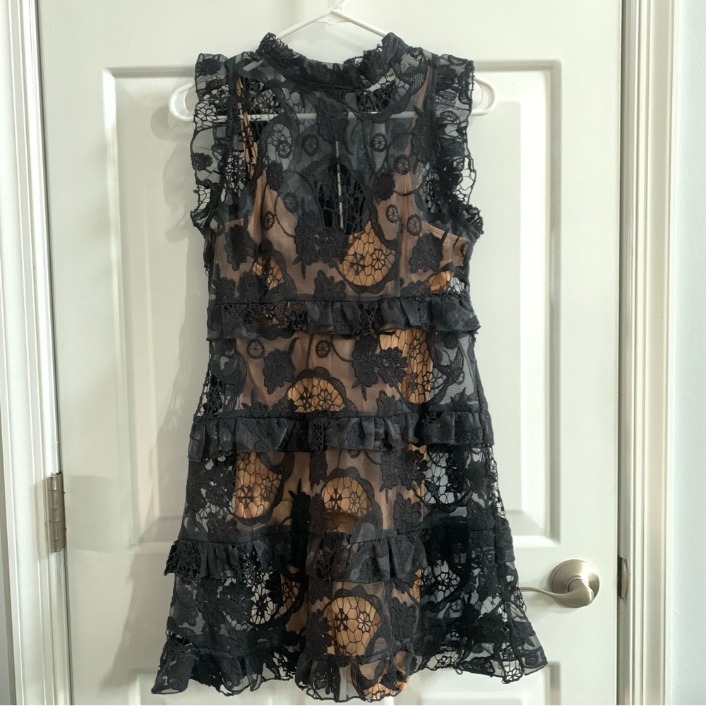 Line and Dot black lace dress